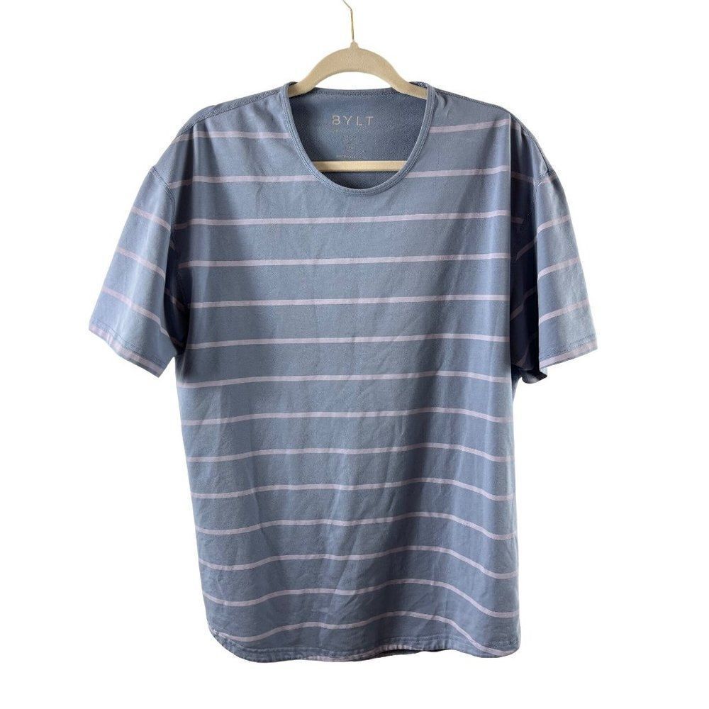BLYT Premium Basics Drop Cut Signature Short Sleeve Crew Neck Striped Shirt XL